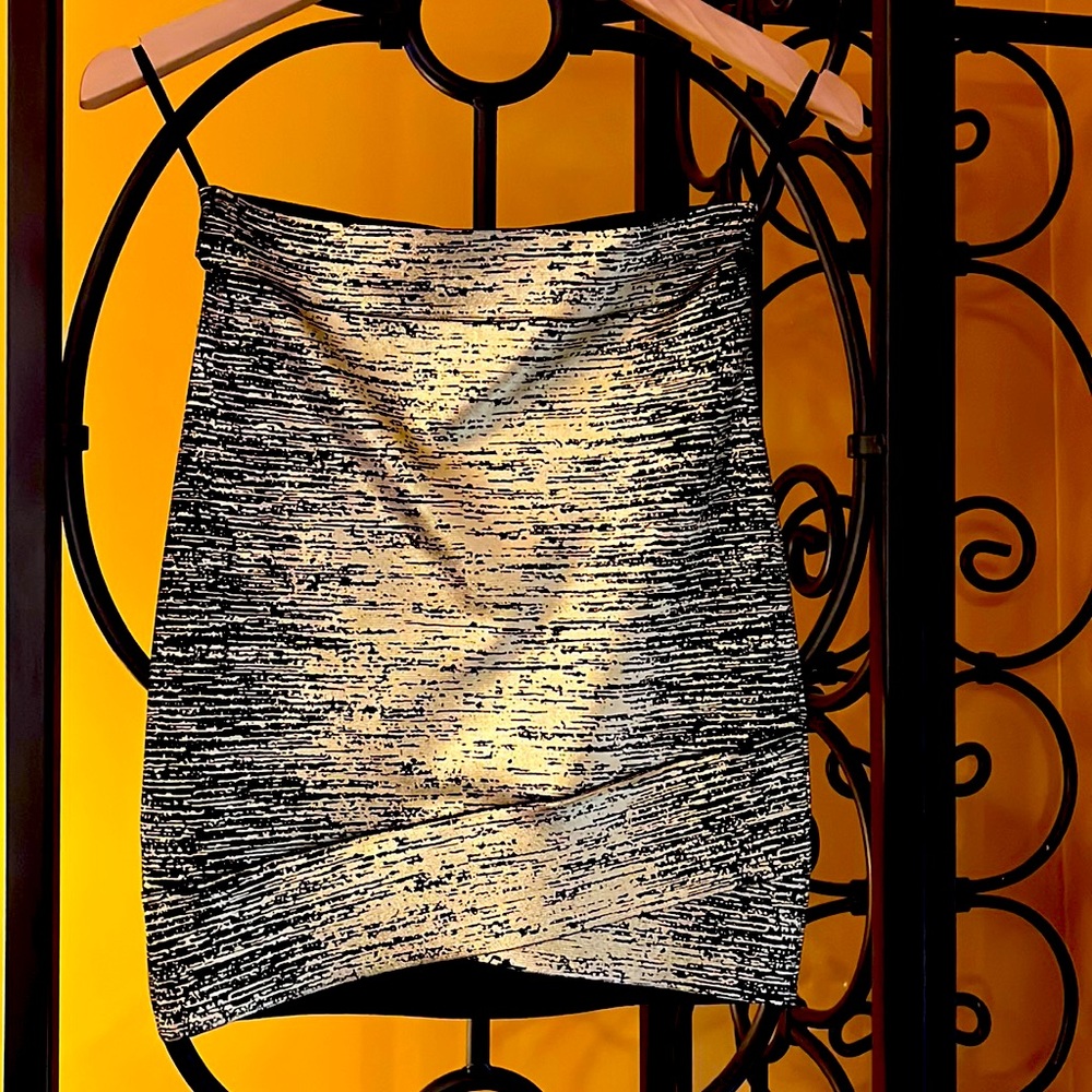 BCBG MAX AZRIA Silvie Gold Combo Bandage Skirt